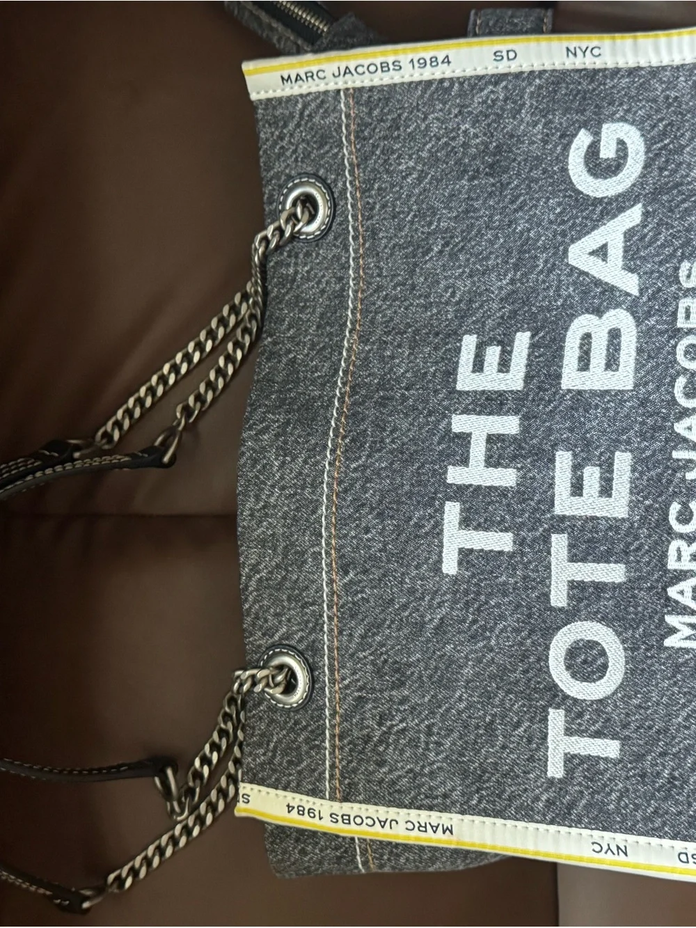 Marc Jacob’s The Denim Chain Medium Black Wash Tote Bag